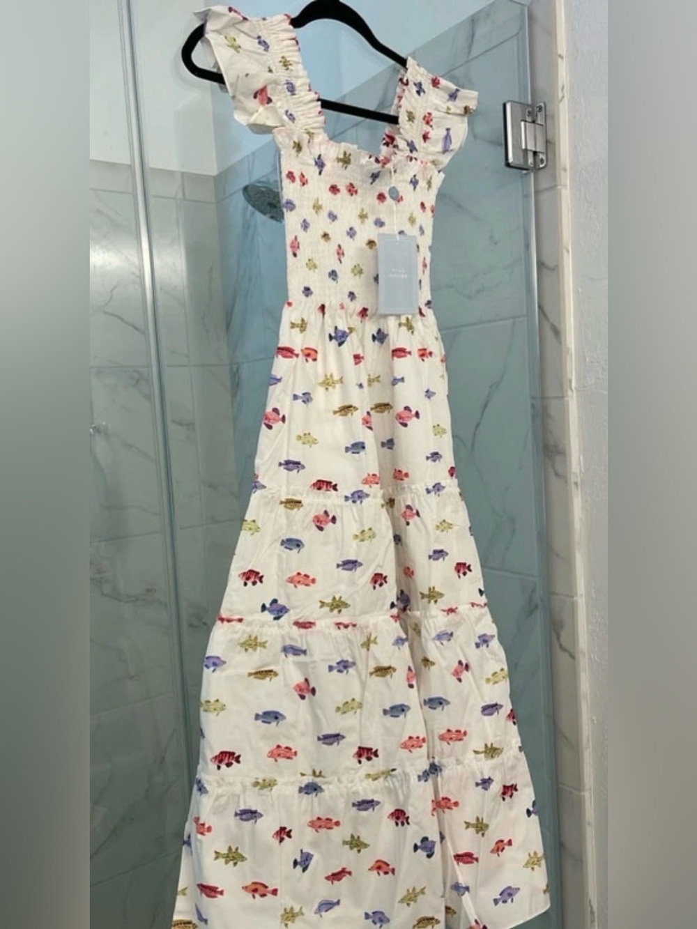 Hill house home The Ellie Nap Dress-White Rainbow Fish